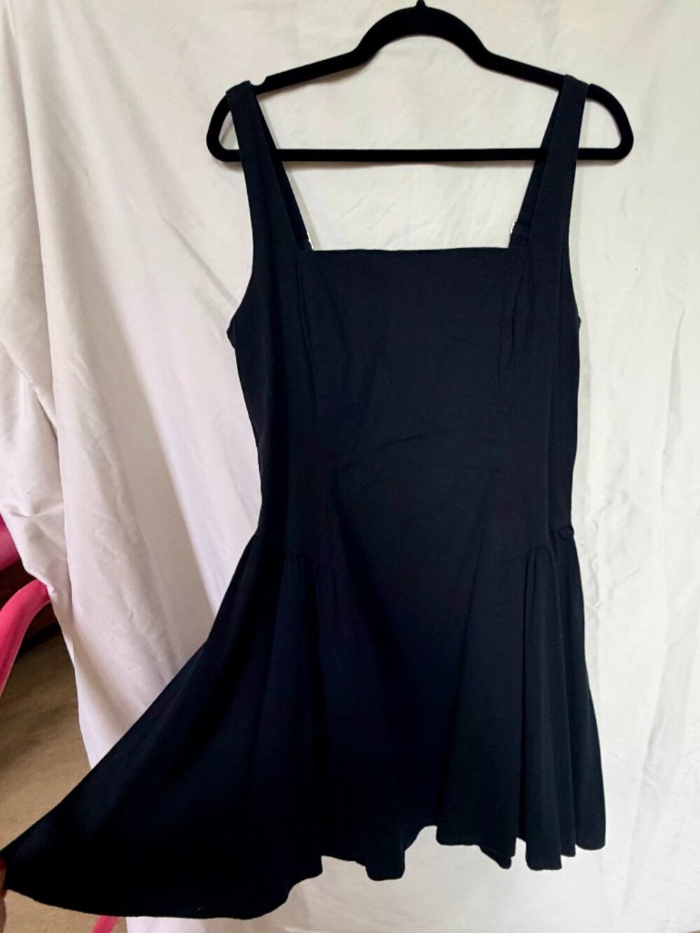 Abercrombie & Fitch Black Mini Dress Size Large Adjustable Strap Fit Flare